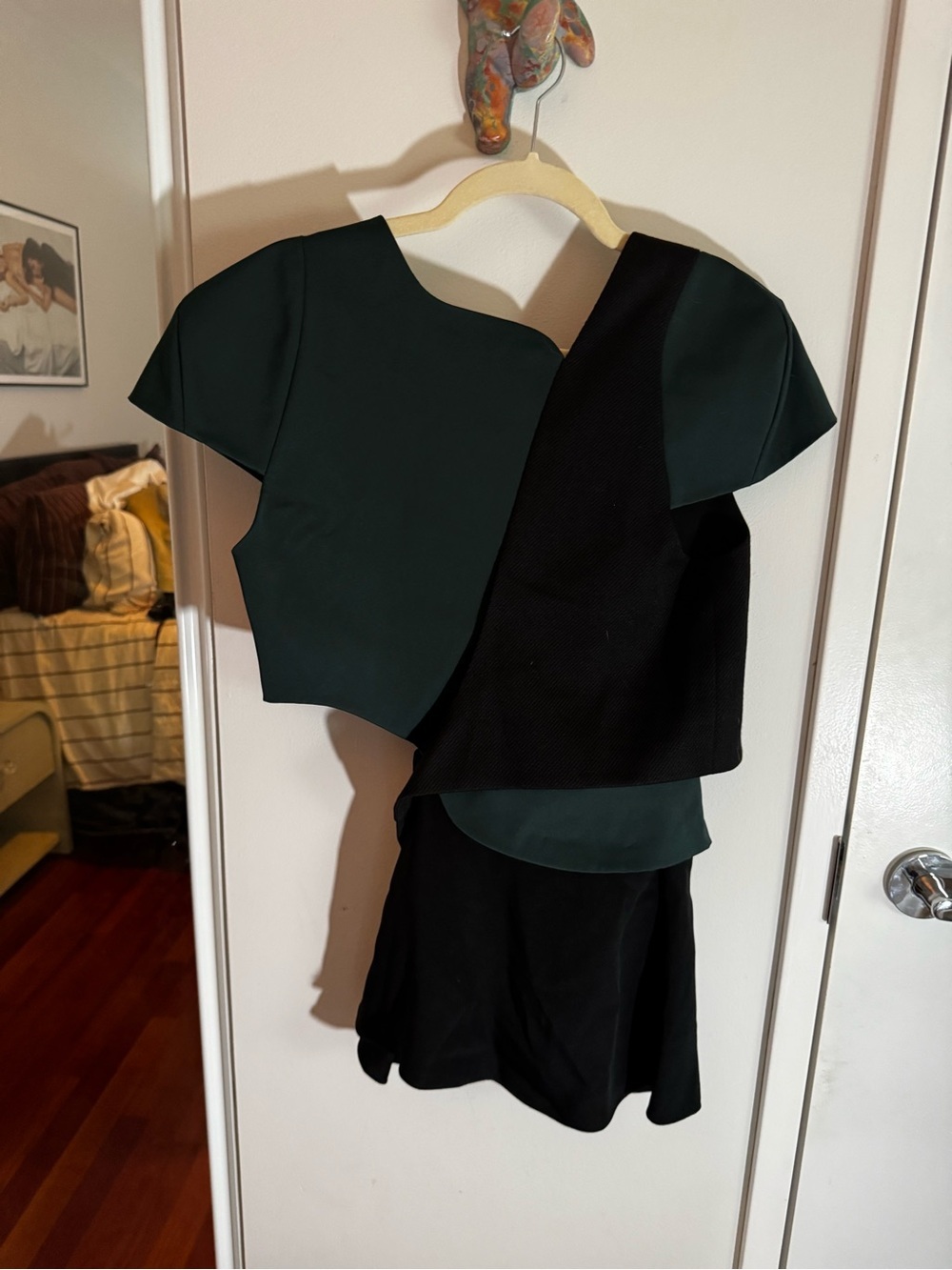 3.1 Phillip Lim Cutout Asymmetric Blouse Black Green 8 - Picture 9 of 9